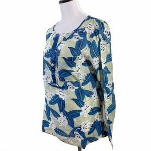Soft Surroundings Floral Blue and White Blouse